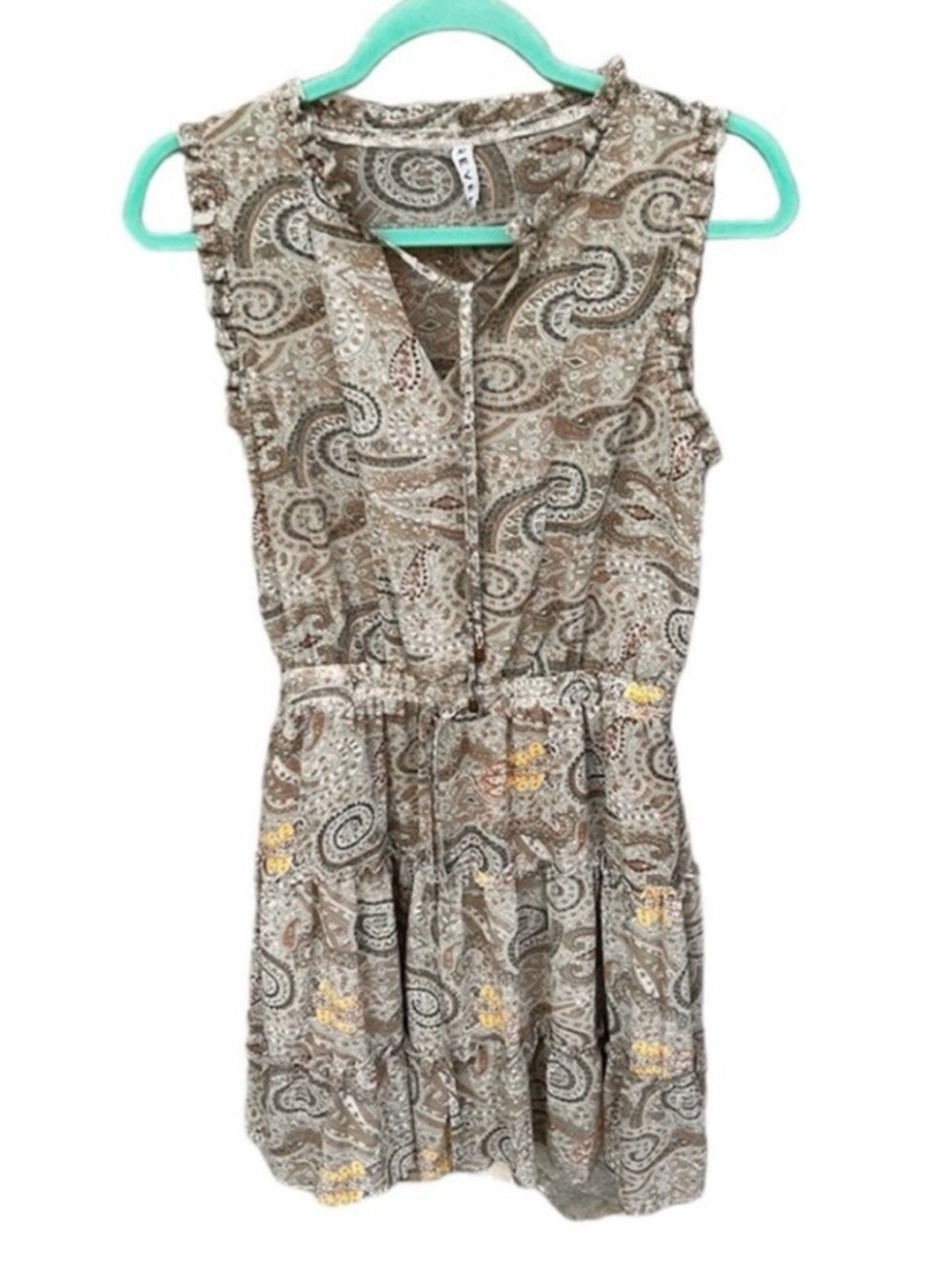Revel Boho Paisley Print
Cinch Waist Tiered
Sleeveless Dress, Size S